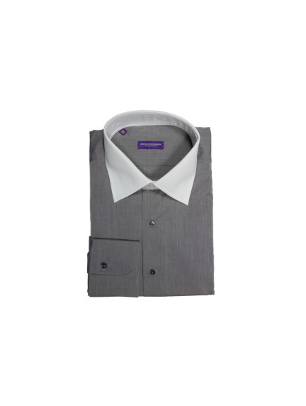Patrick Hellmann CollectionGrey Shirt With White Collar image563
